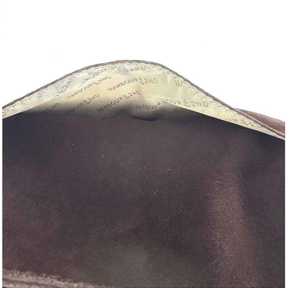 Harbour 2Nd Crossbody Chocolate Brown Suede Leather Brass Tone Studded Hobo Bag - Picture 14 of 16